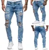 US Style New Hole Ripped Men's Jeans Blenching Craft Long Pantalon Pantalon Skinny Slim Boy