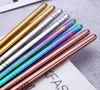 Glossy Stainless steel Gold-plated Chopsticks Rose Gold Rainbow Square Chopsticks Colorful Stainless Steel Chopsticks SN1847