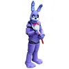 2019 Fabriksförsäljning Hot Fem nätter på Freddy Fnaf Toy Creepy Lila Bunny Mascot Kostymdräkt Halloween Julfödelsedagklänning