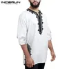 INCERUN Männer Tops African Dashiki T Shirts Gedruckt Langarm V-ausschnitt Atmungsaktive Ethnische Stil Casual T-shirts Männer Afrikanische Kleidung9805676