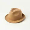 Ull fedora hatt höst vinter hattar för kvinnor män unisex flanging mode jazz cap filt hattar topp vintage damer röd svart