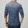 Våren mode helt ny blazer trend jeans passar casual kostym jean slim fit denim jacka män