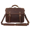 Crazy Horse Genuine Leather Men Bag Laptop Messenger Bags Shoulder Crossbody Briefcases Handbags LI-19611