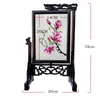 Free DHL Home Office Table Accessories Decoration Chinese Crafts Ornaments Silk Hand Embroidery Patterns Wenge Wooden Frame Christmas Gifts