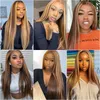 28 30-calowy koronki przednia peruka podświetlająca ludzkie włosy peruvian straght 180% Remy 13x6 przezroczyste koronki frontal HD Honey Blonde Wig