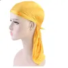 Mode Dames Zijde Durag Bandana Turban Pruiken Heren Satijnen Piraat Hoed Effen Kleur Hoofddeksels Hoofdband Pigail Hip Hop Cap Mutsie