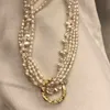 Affascinante collana di moda femminile placcata in oro giallo collana di perle naturali per ragazze donne bel regalo per ragazza