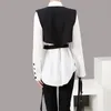 Vestido Design Sentido E Long Sleeve Shirt Suit Vest Professional Coréia do Sul East Gate Outono Inverno novas mulheres