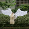 Zuivere handgemaakte mooie veer Candicraft Angel Wings White Gold Silver Fairy Wings Creative Wedding Party Decor Shooting Props 180cm