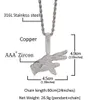 Collier pendentif en argent 14 carats avec zircon cubique pavé de diamants simulés avec chaîne en corde de 3 mm 24 pouces