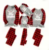 Merry dopasowanie piżamów świąteczne piżamę dla rodziny kobiety mężczyźni Dziecko PJS Red Plaid Renideer Loungewear HH933238823455