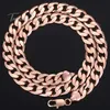 Catene 12mm Collana a catena da donna da uomo taglio curb cubano 585 oro rosa riempito gioielli di moda GN321