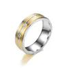 Gold Contrast Color Diamante Ring Band Finger Stripe Stainless A￧o an￩is de casal de noivado Presente de casamento Will and Sandy