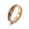 6MM Stainless Steel wood rings band Tail mens Engagement Wedding ring for men gold silver black hip hop jewelry