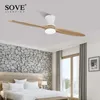 Ventilateur de plafond en bois industriel de village moderne à LED avec fans de plafond en bois de lumière sans lampe de ventilateur décoratif