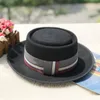 Cappello Fedora classico da donna a tesa larga in calda lana con nastro colorato Cappello Panama in feltro stile retrò213R