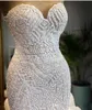 Luxury Mermaid Wedding Dress Sweetheart Beaded Pearl Tiered Ruffles Chapel Train Bridal Gowns Off Shoulder Sexy Bride Dresses Plus Size