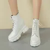 botas de combate de goma blanca