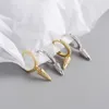 1pair 85mm 100 Authentic 925 Sterling silver Zircon Spike Cone Rivet Hoop Huggie Earrings Fine jEWELRY TLE10927338971