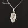 Sinleery Classic Hand of Fatima Hamsa Necklace hängen Silver Color Chain Choker Palm Statement smycken för kvinnor XL681 SSF1