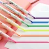 6 farben/set Doppel Headed Highlighter Stift Mild Zeichnung Kunst Marker Stifte Für Schüler Kritzeln Fluoreszierende Schreibwaren