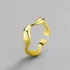 Estilo simples onda em forma de anel aberto feminino onda dedo anel ouro prata moda jóias acessórios para festa de presente