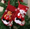 Christmas Stockings Choinki Ornament Santa Claus Elk Plaid Boże Narodzenie Stocking Cukierki Skarpetki Torby Xmas Dekoracje Prezenty Torba Da965
