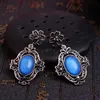 Retro temperament semi-ädelstenar örhängen kvinnlig blå örhänge klassiska eleganta hypoallergena öron smycken