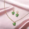 Vlinder ketting oorbellen sieraden set gouden ketens acryl hanger kettingen oorringen vrouwen mode wil en zandig