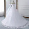 Fansmile 2020 vestidos de encaje vestido de novia bata Princesse Mariage de talla grande tren largo tul boda nupcial Turquía FSM-433T