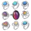 Retro Temperature Measurement emotion Ring sensing Changing Color Water Drop Heart Mood Rings women fashion hip hop jewelry will and sandy