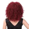 Perruque synthétique bouclée africaine crépue de 15 pouces pour femmes, perruque bouclée en fibre de haute température blonde et rouge vent color8436496