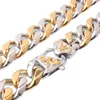 Silver Color Gold Color Biżuteria ze stali nierdzewnej dla mężczyzn Kobiety Naszyjnik lub Bransoletka 12 / 15mm Curb Cuban Link Chain 7-40 cali