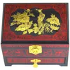 3 Laag handvat lakwaren Chinese vintage houten opbergdoos met slot home decor schuiflade sieraden make-up box bruiloft kerstcadeau