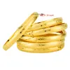 LOVE 6pcs lot 8MM Dubai Bangles New Open Size Laser Gold Color Bangles for Women Ethiopian & Bracelets Girls Gift1195m