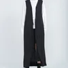 Koreanska casual kvinnor väst lös solid mörk lång kappa våren 2022 Autumn ärmlös mode lady's X-long cardigan slips upp1 stra22