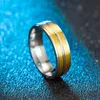 Gold Contrast Color Diamante Ring Band Finger Stripe Stainless A￧o an￩is de casal de noivado Presente de casamento Will and Sandy