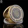 5PCS Chip Craft USA Texas Hold'em Flop Turn River Big Small Blind Poker Chip Guards Card Good Luck Gold Plated Challenge Coin290j