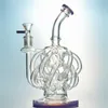 Purple Green Hookahs 12 Recyclers Glass Bong Percolator Super Cyclone Dab Rigs Vortex Recycler Bent Type Water Pipes 14mm Female Joint Bongs With Bowl XL137