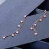Stud Rose Gold Silbrig Sterne Lange Kette Ohrringe Für Frauen Luxus Geschenk Ohrring Weiblichen Ohr Schmuck Zubehör 2021 1