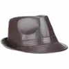 Mistdawn High Quality Leather Men039s Fedora Trilby Hat Gentleman Winter Panama Cap6127040