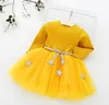 Girls Autumn Dress Mesh patchwork Dresses Baby Solid Starp Star Lace Dress Kids Designer Clothes Baby Boutique Clothing 0-4T LY14