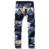 Masowa moda Zgrana dżinsy Patch Patchwork Streetwear Proste dżinsowe spodnie dla mężczyzn Hip Washed316b