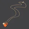 Lyxdesigner smycken kvinnor halsband guldlås hänge designer halsband rött orange läderlås halsband matchande smycken8673725