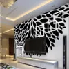 Simple black and white leaf wallpapers three-dimensional square frame art background wall modern wallpaper for living room