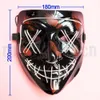 LED Black Face Mask Stitches Purge Horror Scary EL Neon Strip Light Up Glow in dark Fancy Plastic Halloween Cosplay Party Costume