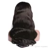 MS 4 * 4 Kroppsvänligt hår Swiss Lace Closure Wig 10-30Inches Rå Remy med Baby Hair 150 Densitet Pre Plucked Wigs
