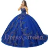 Sweetheart Silver Corded Metallic 3D Applicies Quinceanera Dresses Romantic Royal Blue Sparkle Tulle Sweep Train XV Party5556334