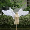 Zuivere handgemaakte mooie veer Candicraft Angel Wings White Gold Silver Fairy Wings Creative Wedding Party Decor Shooting Props 180cm