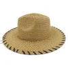 Été femmes hommes papier paille soleil chapeaux Style britannique large bord Protection solaire chapeau en plein air voyage Sunhat Panama plage casquette